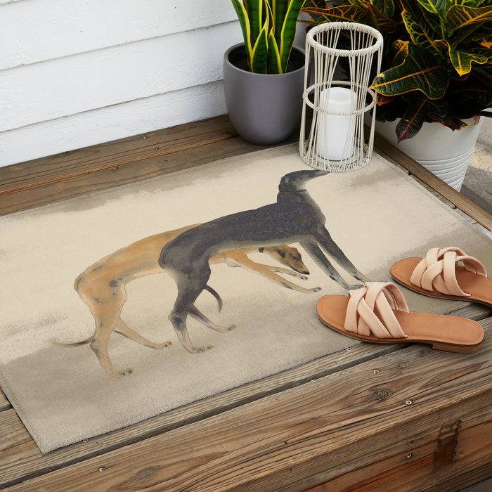 Two Sighthounds Outdoor Rug Gallery Image 2