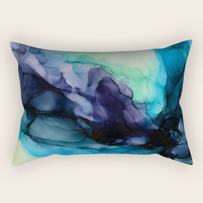 Sweet Pea Pastel Abstract Chaos | Calming Fluid Art Rectangular Pillow Gallery Image 2