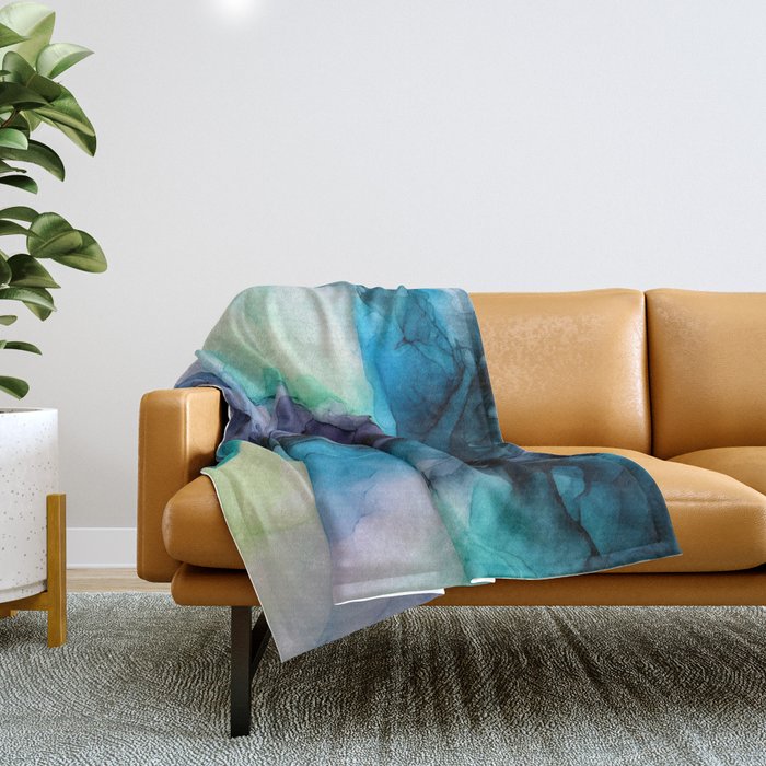 Sweet Pea Pastel Abstract Chaos | Calming Fluid Art Throw Blanket Gallery Image 1