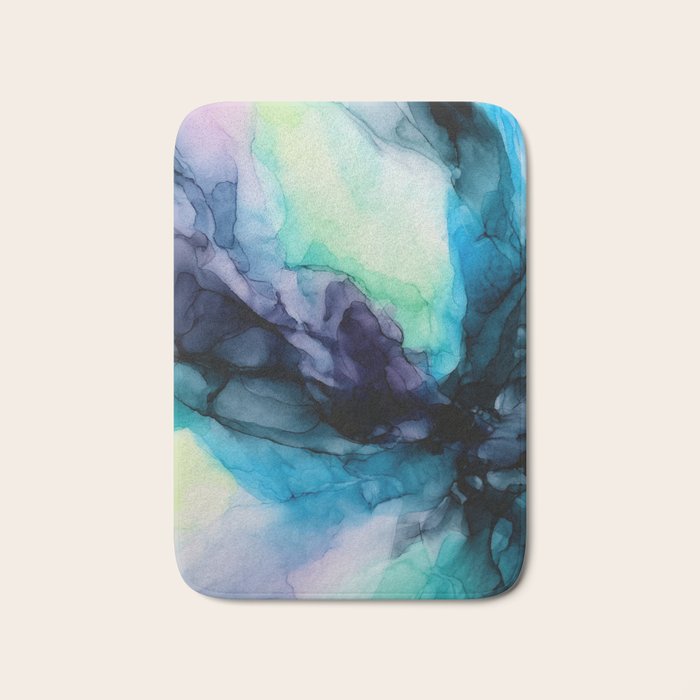 Sweet Pea Pastel Abstract Chaos | Calming Fluid Art Bath Mat Gallery Image 1