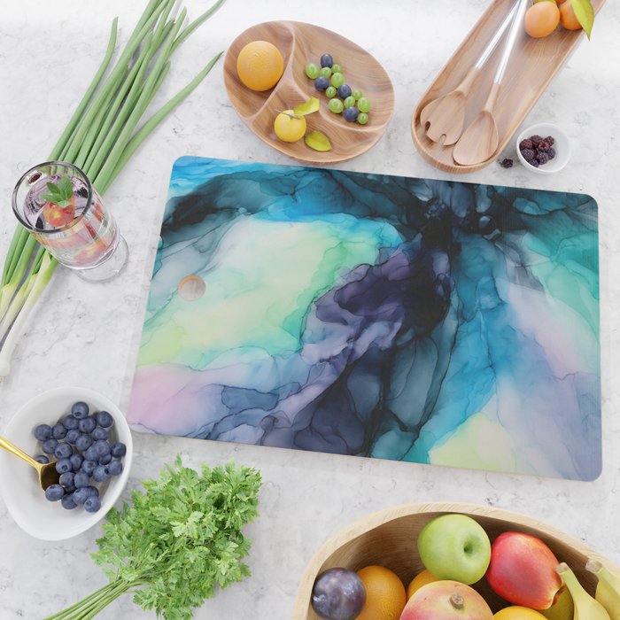 Sweet Pea Pastel Abstract Chaos | Calming Fluid Art Cutting Board Gallery Image 2