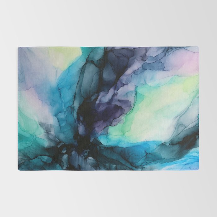 Sweet Pea Pastel Abstract Chaos | Calming Fluid Art Rug Gallery Image 2