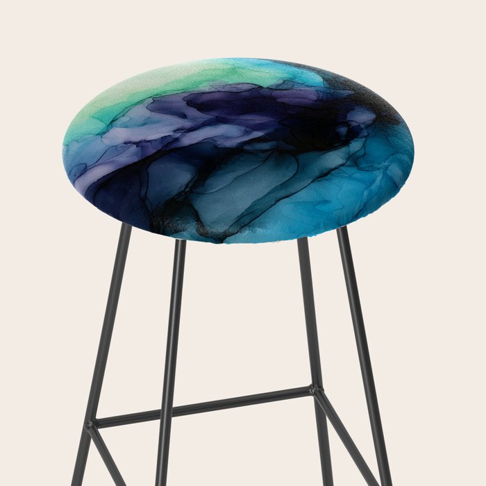 Sweet Pea Pastel Abstract Chaos | Calming Fluid Art Stool Gallery Image 2