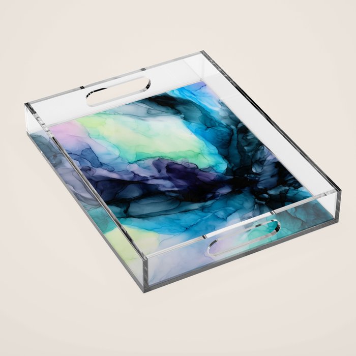 Sweet Pea Pastel Abstract Chaos | Calming Fluid Art Acrylic Tray Gallery Image 1
