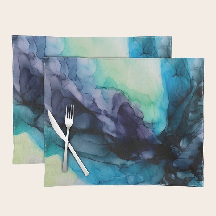 Sweet Pea Pastel Abstract Chaos | Calming Fluid Art Placemat Gallery Image 1