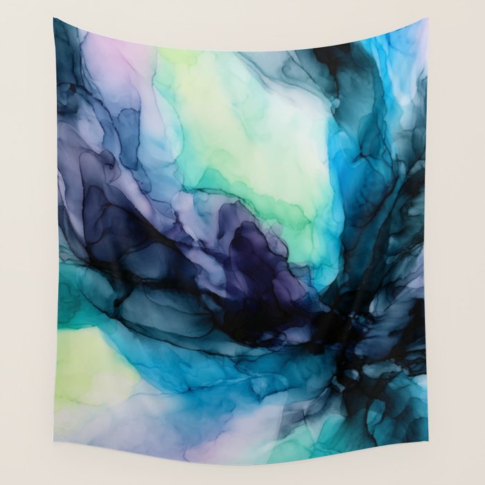 Sweet Pea Pastel Abstract Chaos | Calming Fluid Art Wall Tapestry Gallery Image 4