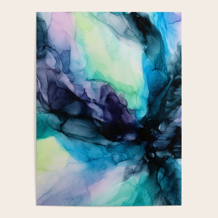Sweet Pea Pastel Abstract Chaos | Calming Fluid Art Poster Gallery Image 4