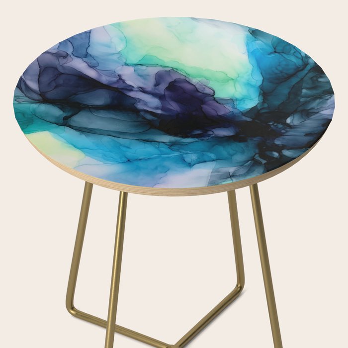 Sweet Pea Pastel Abstract Chaos | Calming Fluid Art Side Table Gallery Image 2