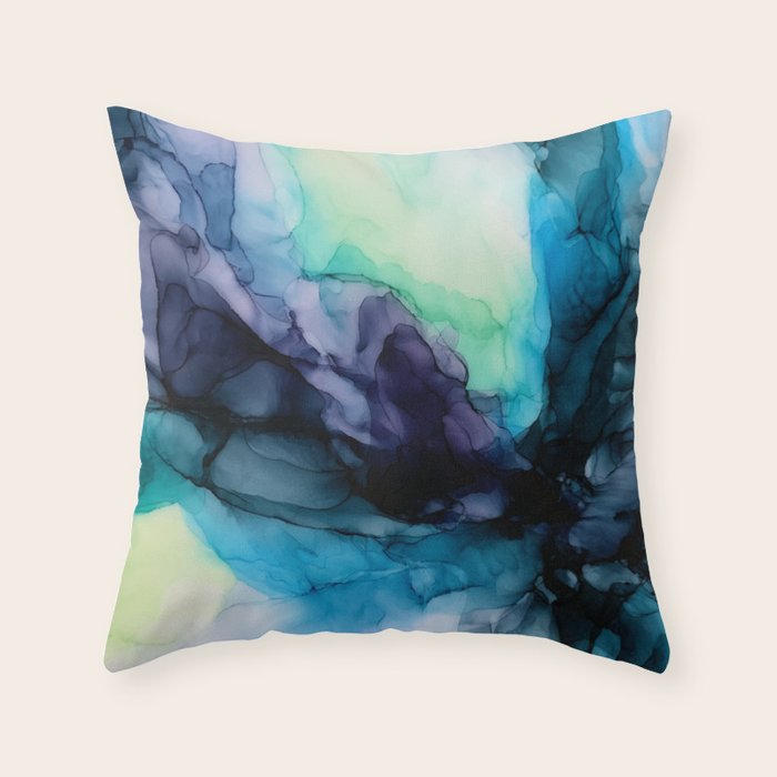 Sweet Pea Pastel Abstract Chaos | Calming Fluid Art Throw Pillow Gallery Image 1