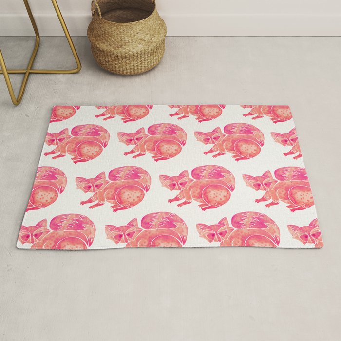 Watercolor Raccoon - Pink Palette Rug Gallery Image 1