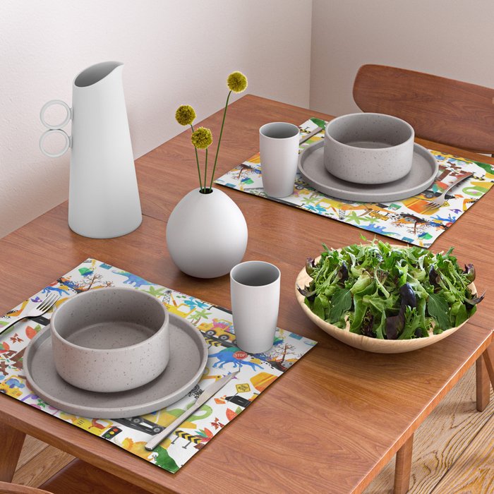 Watercolor Dinosaur Construction Crew Placemat Gallery Image 2