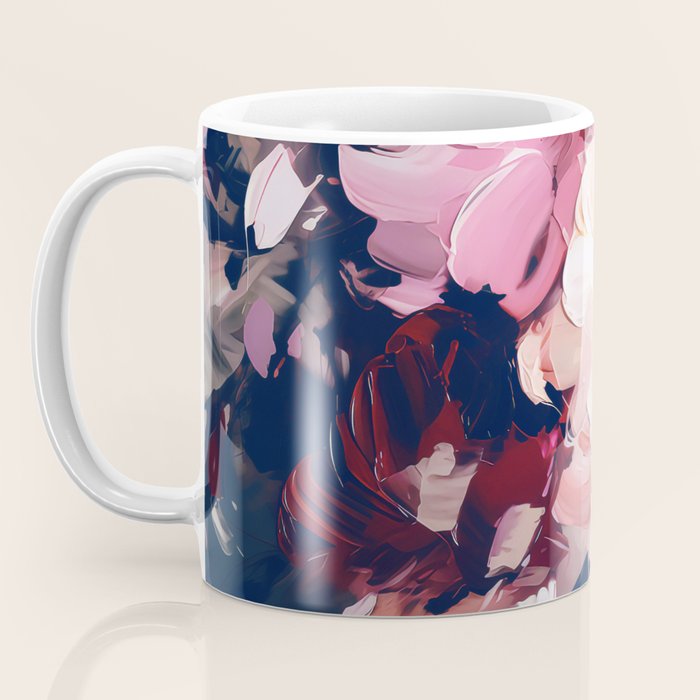 A Splash of Pink and Navy Flowery Art Coffee Mug Gallery Image 3