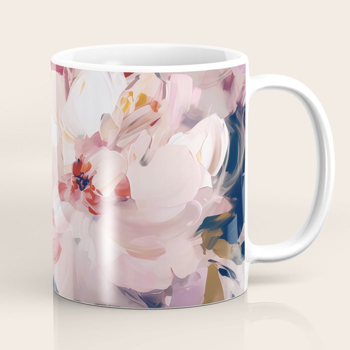A Splash of Pink and Navy Flowery Art Coffee Mug Gallery Image 1
