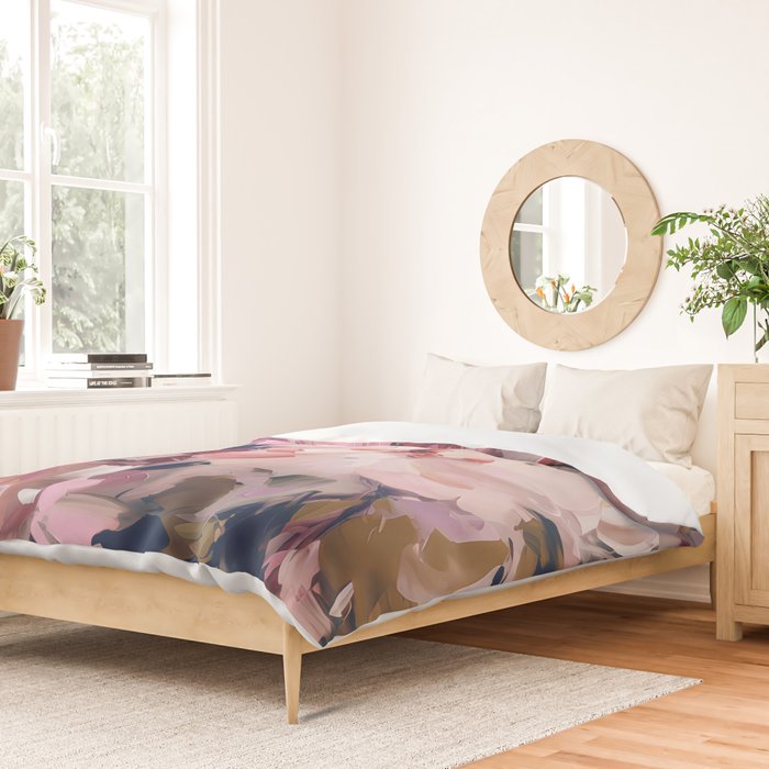 A Splash of Pink and Navy Flowery Art Duvet Cover Gallery Image 2