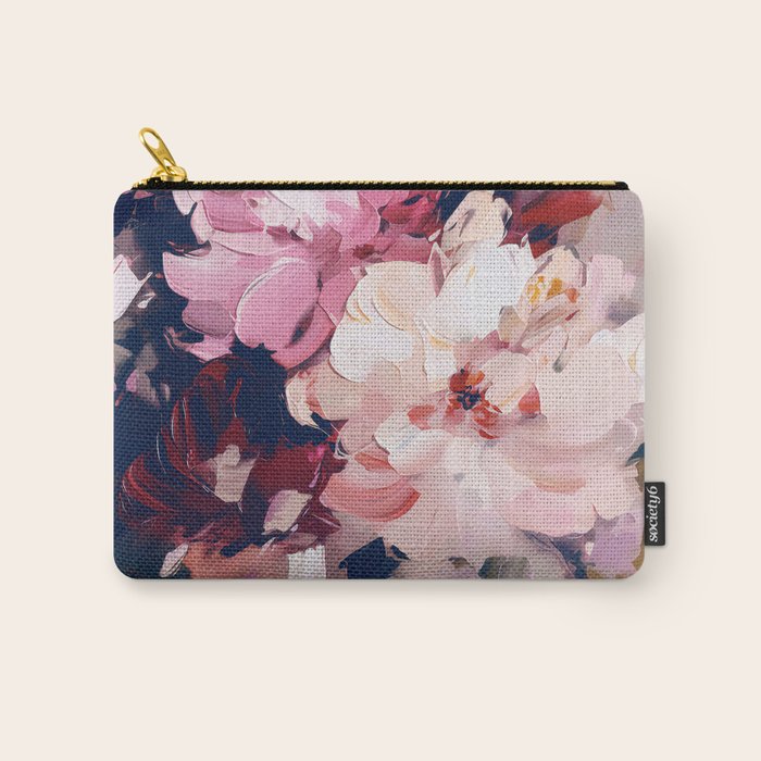 A Splash of Pink and Navy Flowery Art Carry All Pouch Gallery Image 1