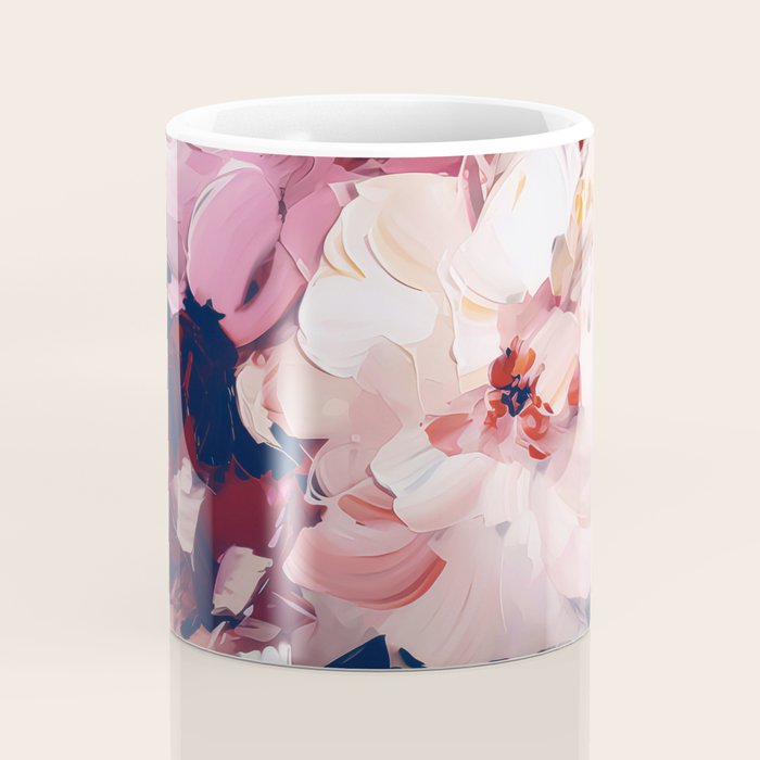 A Splash of Pink and Navy Flowery Art Coffee Mug Gallery Image 4