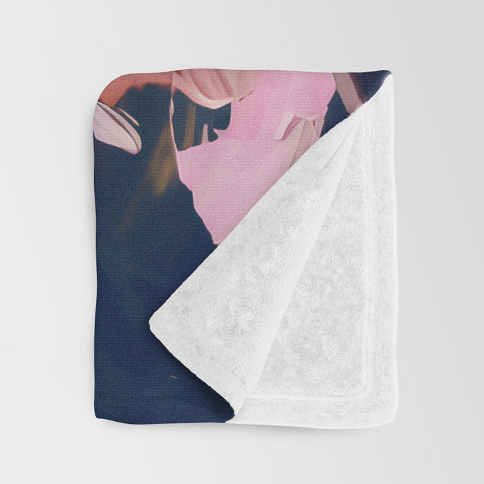 A Splash of Pink and Navy Flowery Art Throw Blanket Gallery Image 3