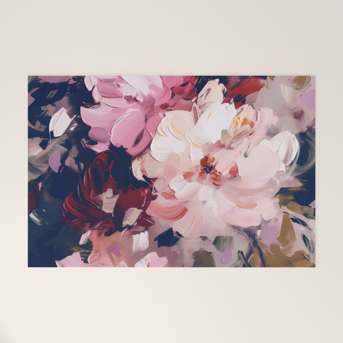 A Splash of Pink and Navy Flowery Art Welcome Mat Gallery Image 1