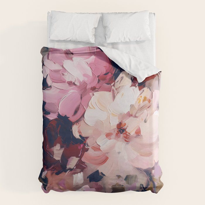 A Splash of Pink and Navy Flowery Art Duvet Cover Gallery Image 6