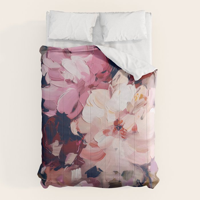 A Splash of Pink and Navy Flowery Art Comforter Gallery Image 1