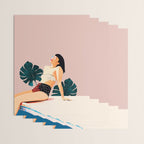 Sunday, Summer Swim Poolside Fashion, Bohemian Woman Sunbath Tan Bikini Monstera Tropical Travel Wrapping Paper Gallery Image 3