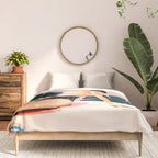 Sunday, Summer Swim Poolside Fashion, Bohemian Woman Sunbath Tan Bikini Monstera Tropical Travel Comforter Gallery Image 3