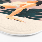 Sunday, Summer Swim Poolside Fashion, Bohemian Woman Sunbath Tan Bikini Monstera Tropical Travel Bath Mat Gallery Image 3