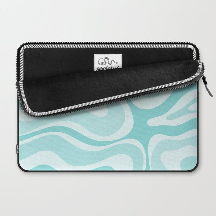 Modern Retro Liquid Swirl Abstract in Light Aqua Teal Blue Laptop Sleeve Gallery Image 2
