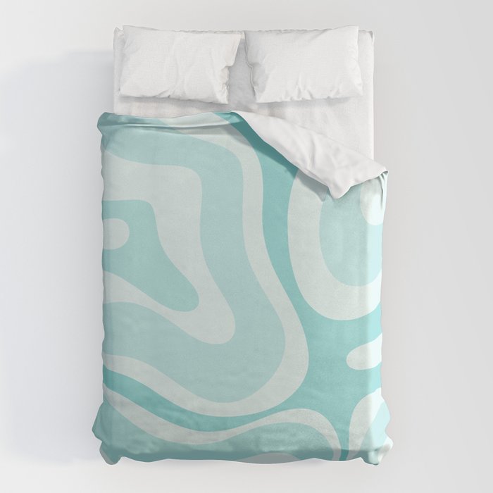 Modern Retro Liquid Swirl Abstract in Light Aqua Teal Blue Duvet Cover Gallery Image 6