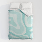 Modern Retro Liquid Swirl Abstract in Light Aqua Teal Blue Duvet Cover Gallery Image 6