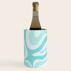 Modern Retro Liquid Swirl Abstract in Light Aqua Teal Blue Wine Chiller Gallery Image 3
