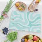 Modern Retro Liquid Swirl Abstract in Light Aqua Teal Blue Cutting Board Gallery Image 2
