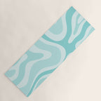 Modern Retro Liquid Swirl Abstract in Light Aqua Teal Blue Yoga Mat Gallery Image 1