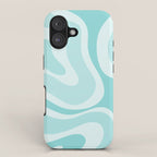 Modern Retro Liquid Swirl Abstract in Light Aqua Teal Blue iPhone Case Gallery Image 1