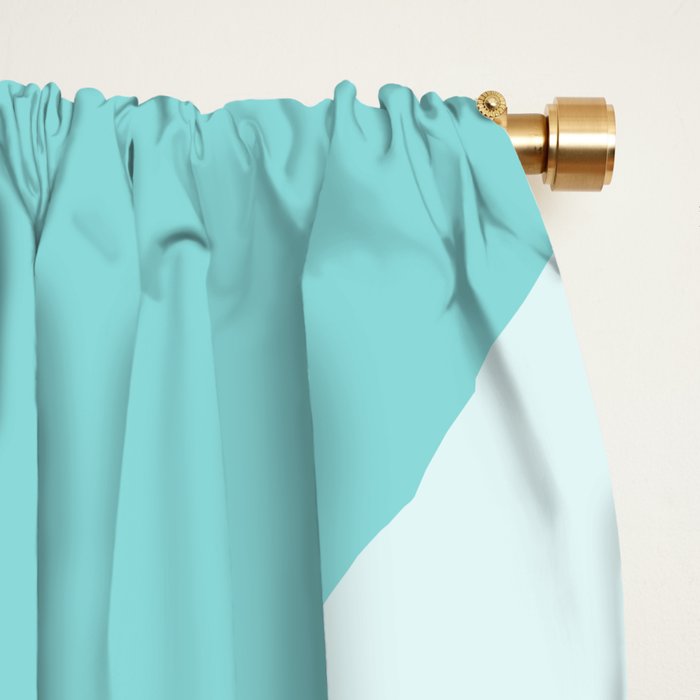 Modern Retro Liquid Swirl Abstract in Light Aqua Teal Blue Window Curtain Gallery Image 2