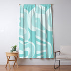 Modern Retro Liquid Swirl Abstract in Light Aqua Teal Blue Window Curtain Gallery Image 5