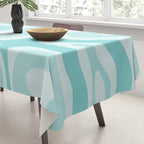 Modern Retro Liquid Swirl Abstract in Light Aqua Teal Blue Tablecloth Gallery Image 3