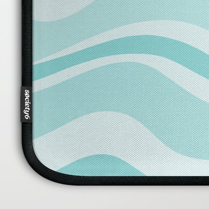 Modern Retro Liquid Swirl Abstract in Light Aqua Teal Blue Laptop Sleeve Gallery Image 3