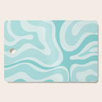 Modern Retro Liquid Swirl Abstract in Light Aqua Teal Blue Cutting Board Gallery Image 1