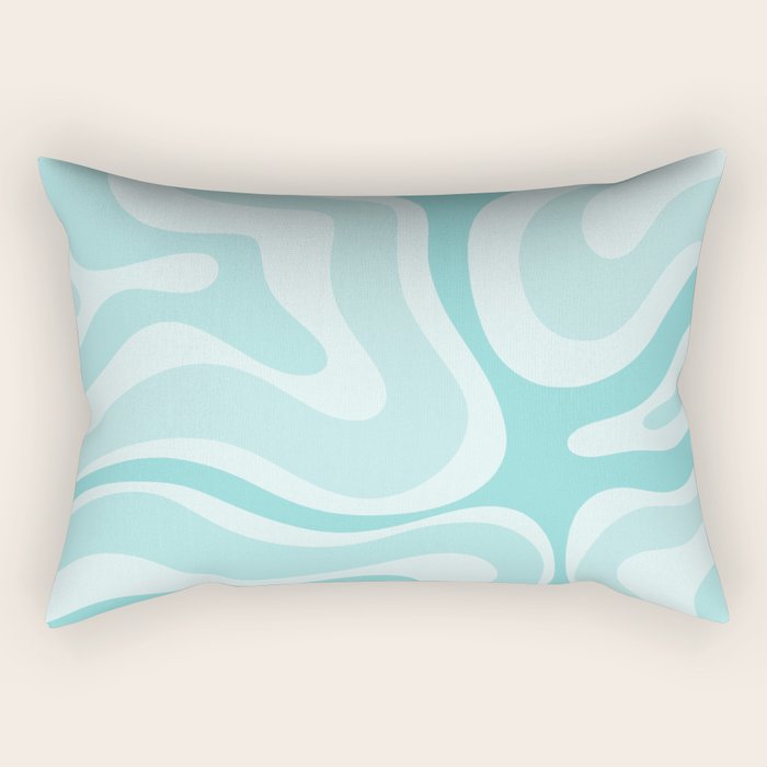 Modern Retro Liquid Swirl Abstract in Light Aqua Teal Blue Rectangular Pillow Gallery Image 1