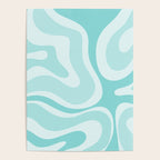 Modern Retro Liquid Swirl Abstract in Light Aqua Teal Blue Poster Gallery Image 4