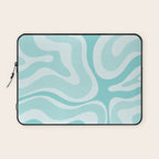 Modern Retro Liquid Swirl Abstract in Light Aqua Teal Blue Laptop Sleeve Gallery Image 1