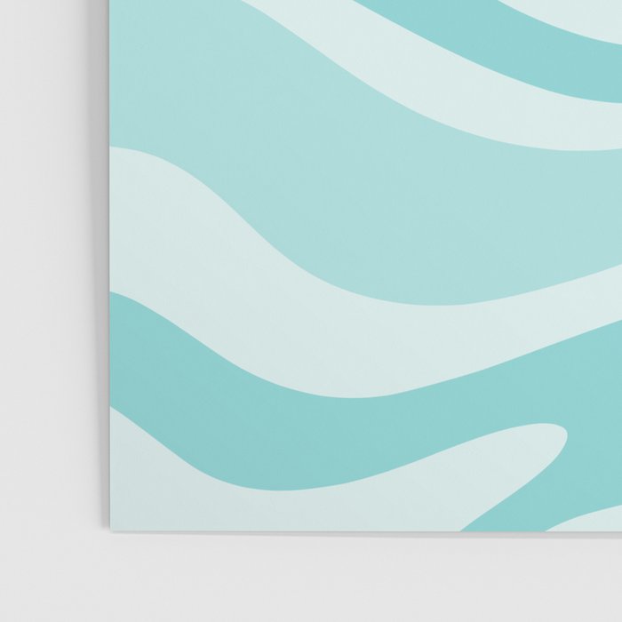 Modern Retro Liquid Swirl Abstract in Light Aqua Teal Blue Poster Gallery Image 3