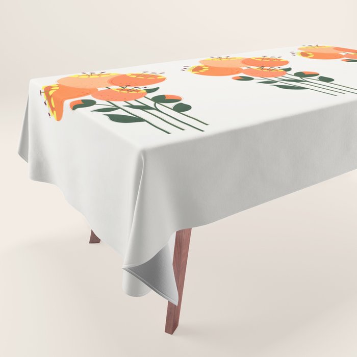 Orange Garden Flowers Tablecloth Gallery Image 1