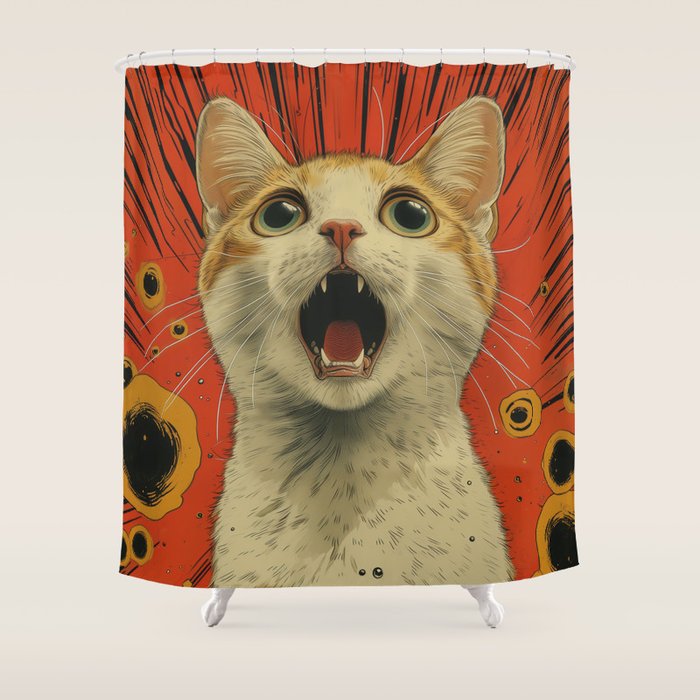 Shocked Cat I Shower Curtain Gallery Image 1