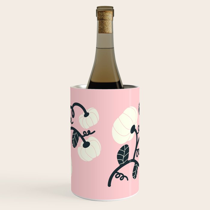 Retro Pumpkin Vines on Dusty Pink Wine Chiller Gallery Image 1
