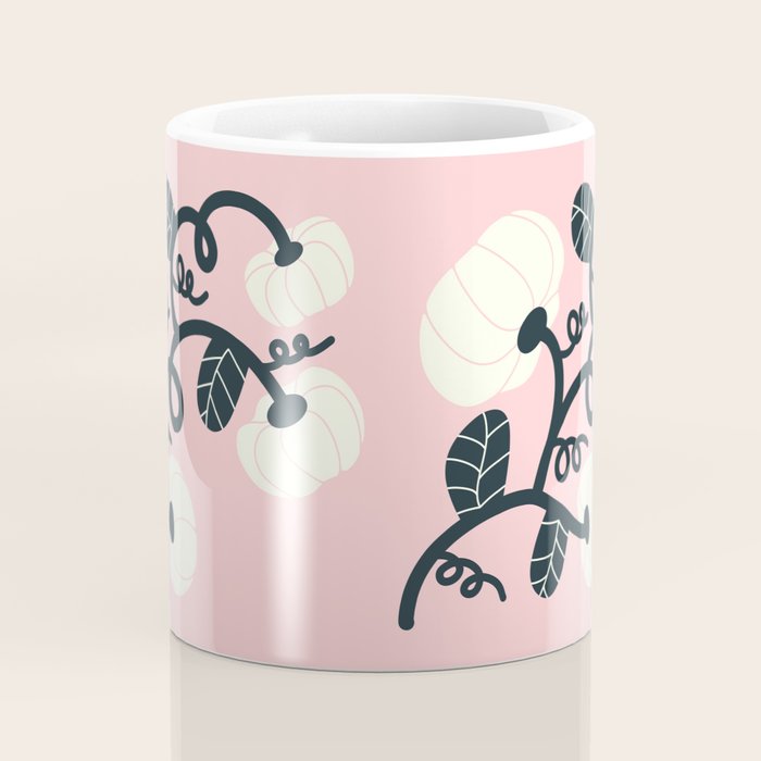 Retro Pumpkin Vines on Dusty Pink Coffee Mug Gallery Image 4