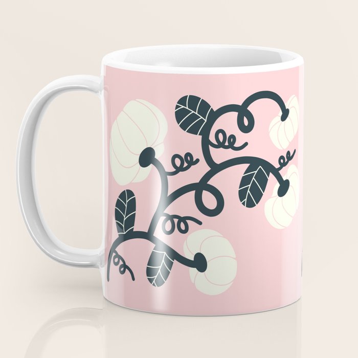 Retro Pumpkin Vines on Dusty Pink Coffee Mug Gallery Image 3