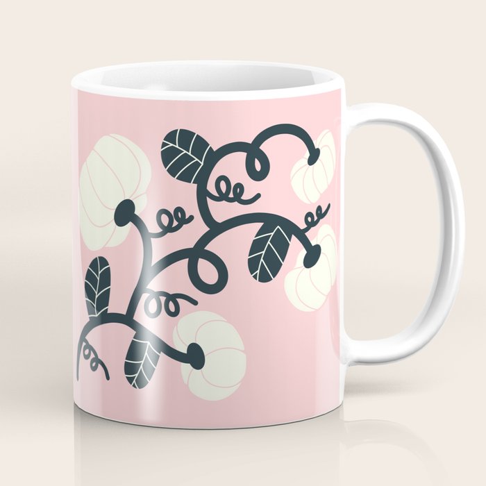 Retro Pumpkin Vines on Dusty Pink Coffee Mug Gallery Image 1