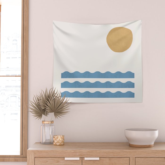 Sun Wave - Seascape Abstract  Wall Tapestry Gallery Image 2